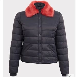 WANTED sz 0/00 Torrid Grey Bomber with pink/orange fur